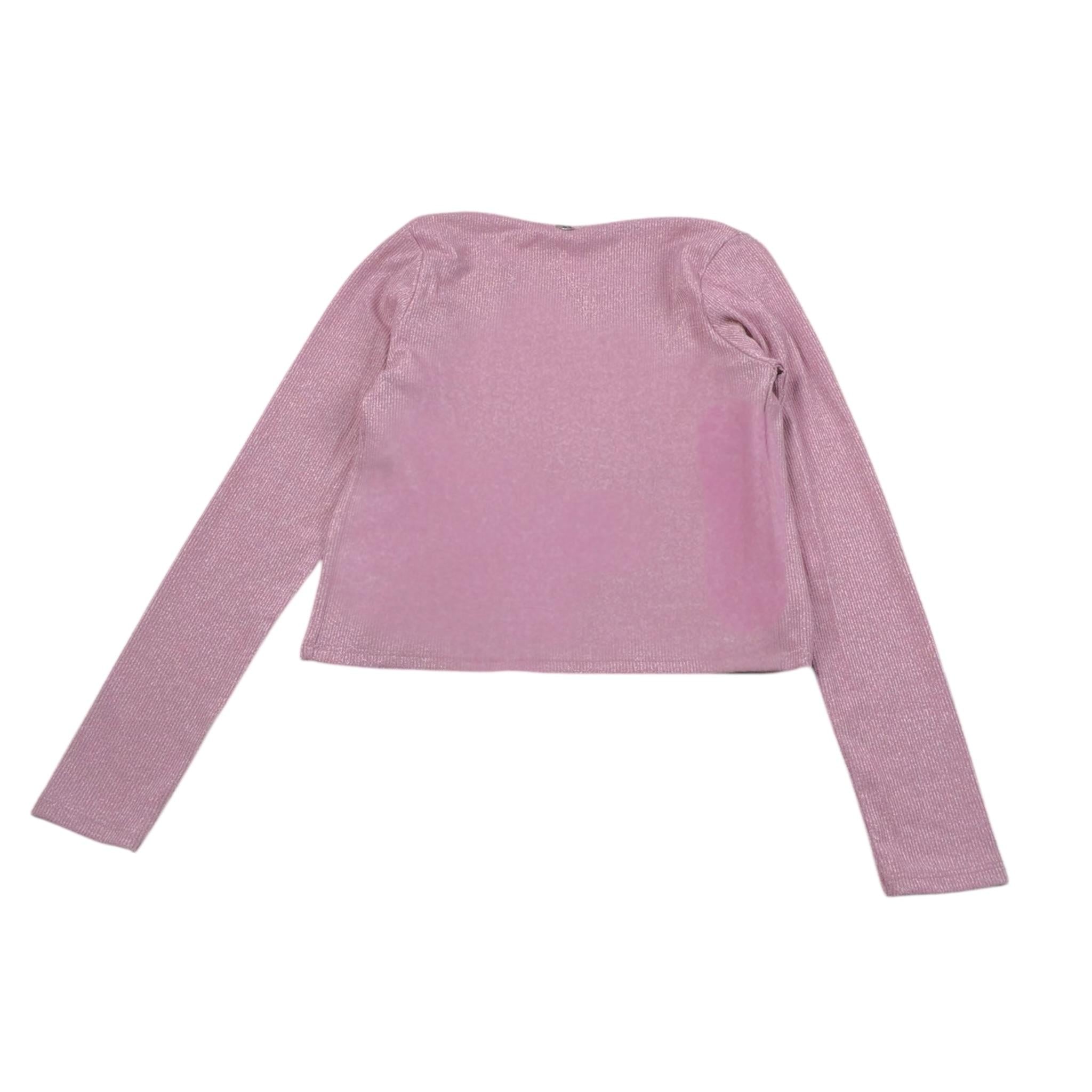 Please Cardigan Tinta Unita con Bottone per Bambina LG19072G73 ROSA PLEASE 