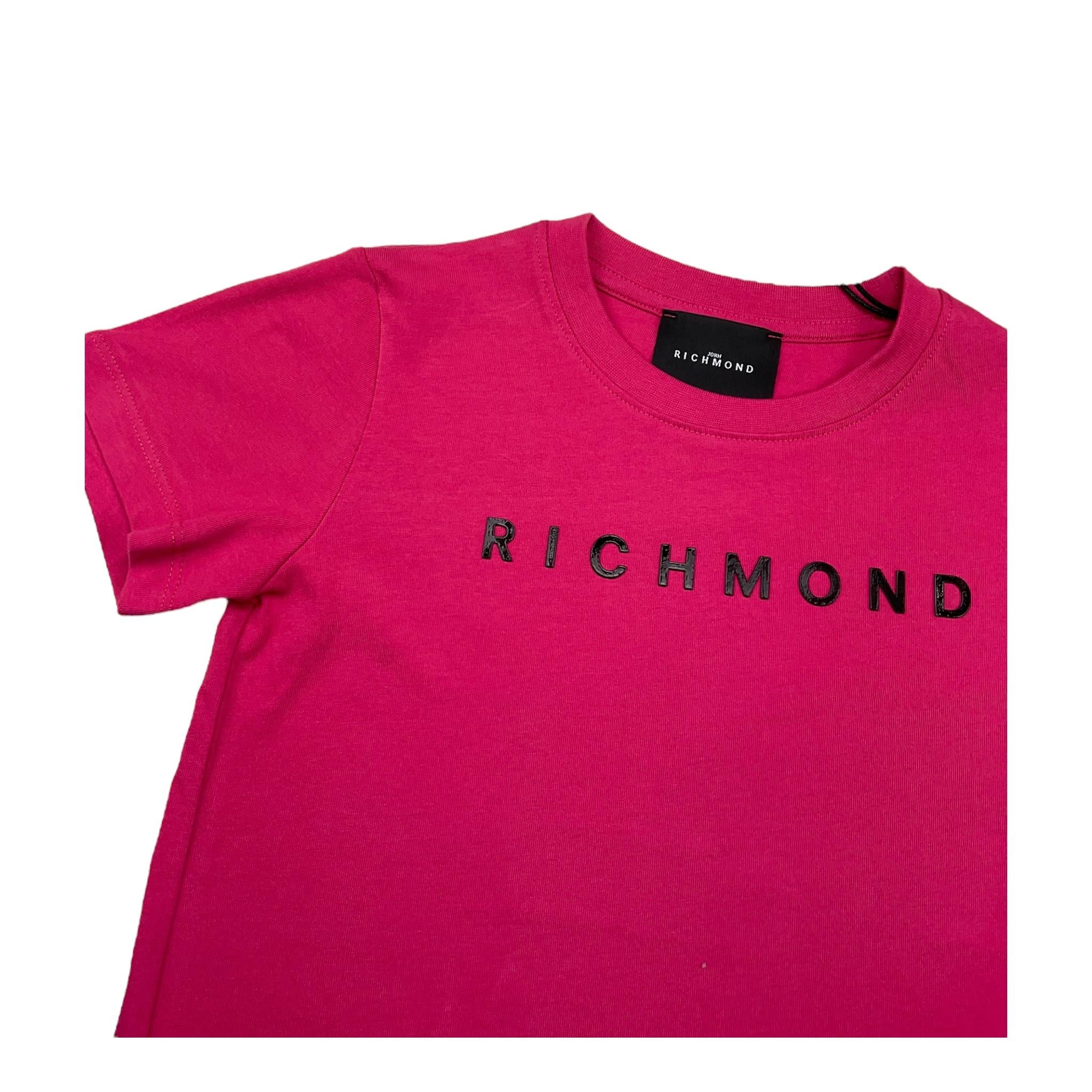 JOHN RICHMOND t-shirt girocollo tinta unita cn stampa in contrasto Fuxia per Bambina RGA25200TS FUXIA JOHN RICHMOND 