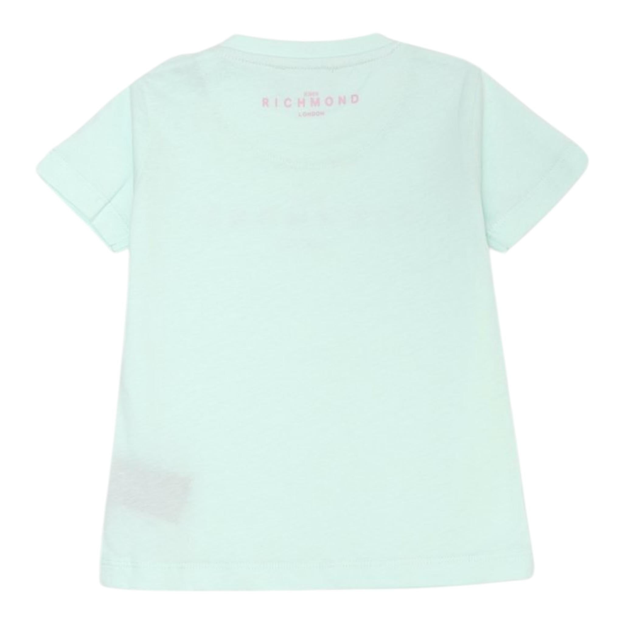 John Richmond T-Shirt Girocollo tinta unita con Stampa Verde Acqua per Neonata RIP25002TSS VERDE ACQUA JOHN RICHMOND 