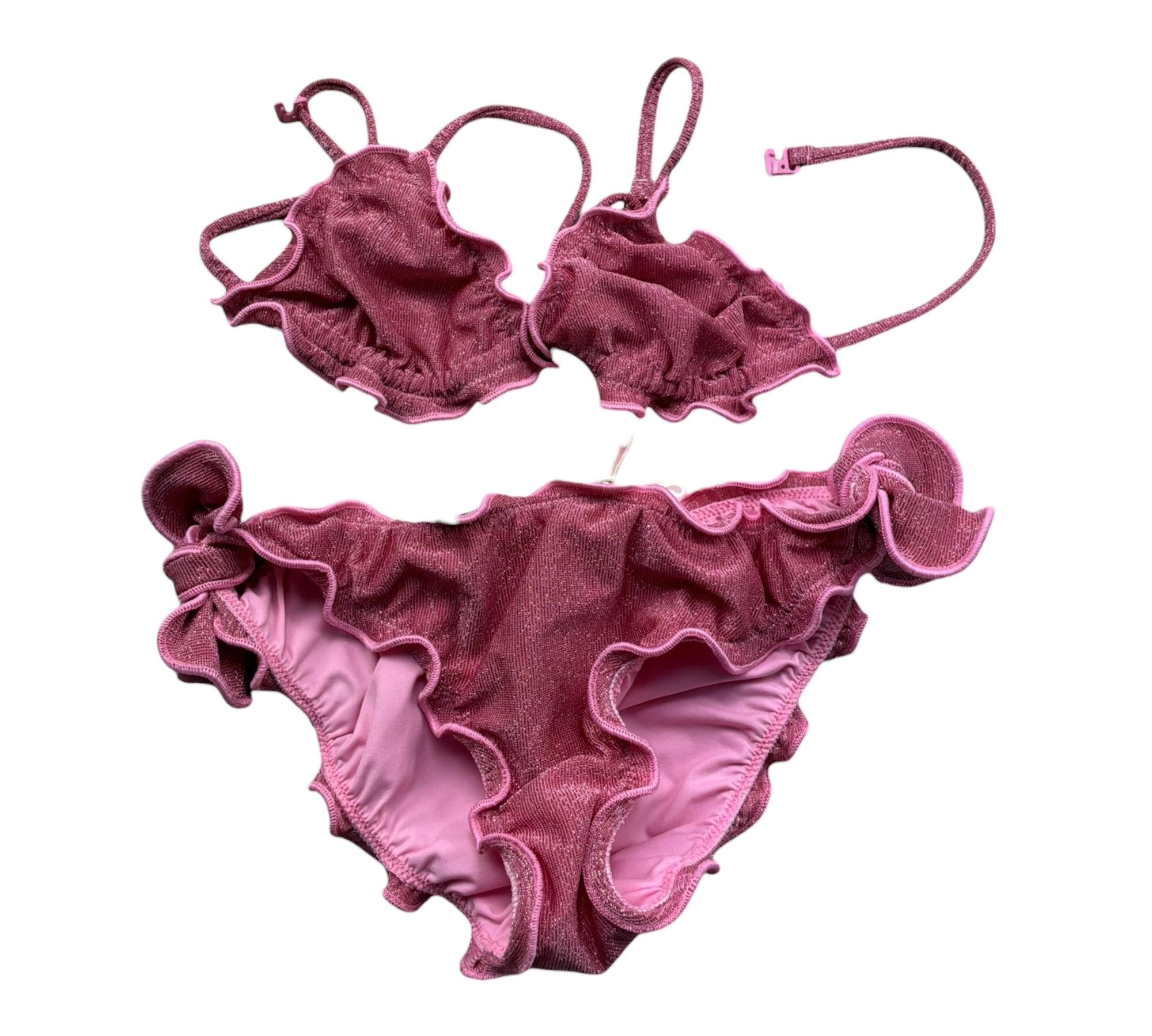 Saint Barth Costume 2 Pezzi Triangolo-Mutandina Lurex per Bambina CRIS001 ROSA SAINT BARTH 