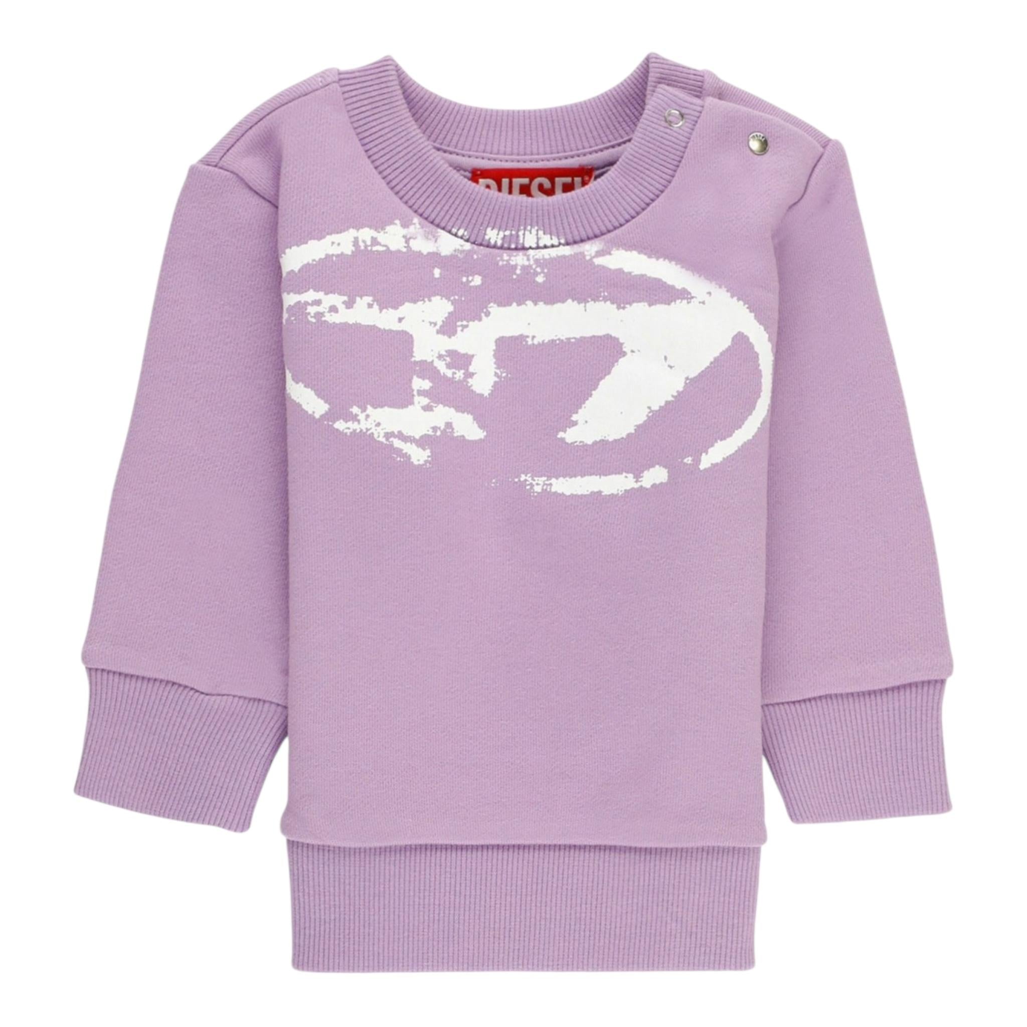 Diesel Felpa Chiusa Girocollo Tinta Unita con Stampa per Neonata K00631 LILLA DIESEL 