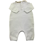 Little Bear Tutina Manica Lunga Tinta Unita Con Ricami In Contrasto Bianco Per Neonato