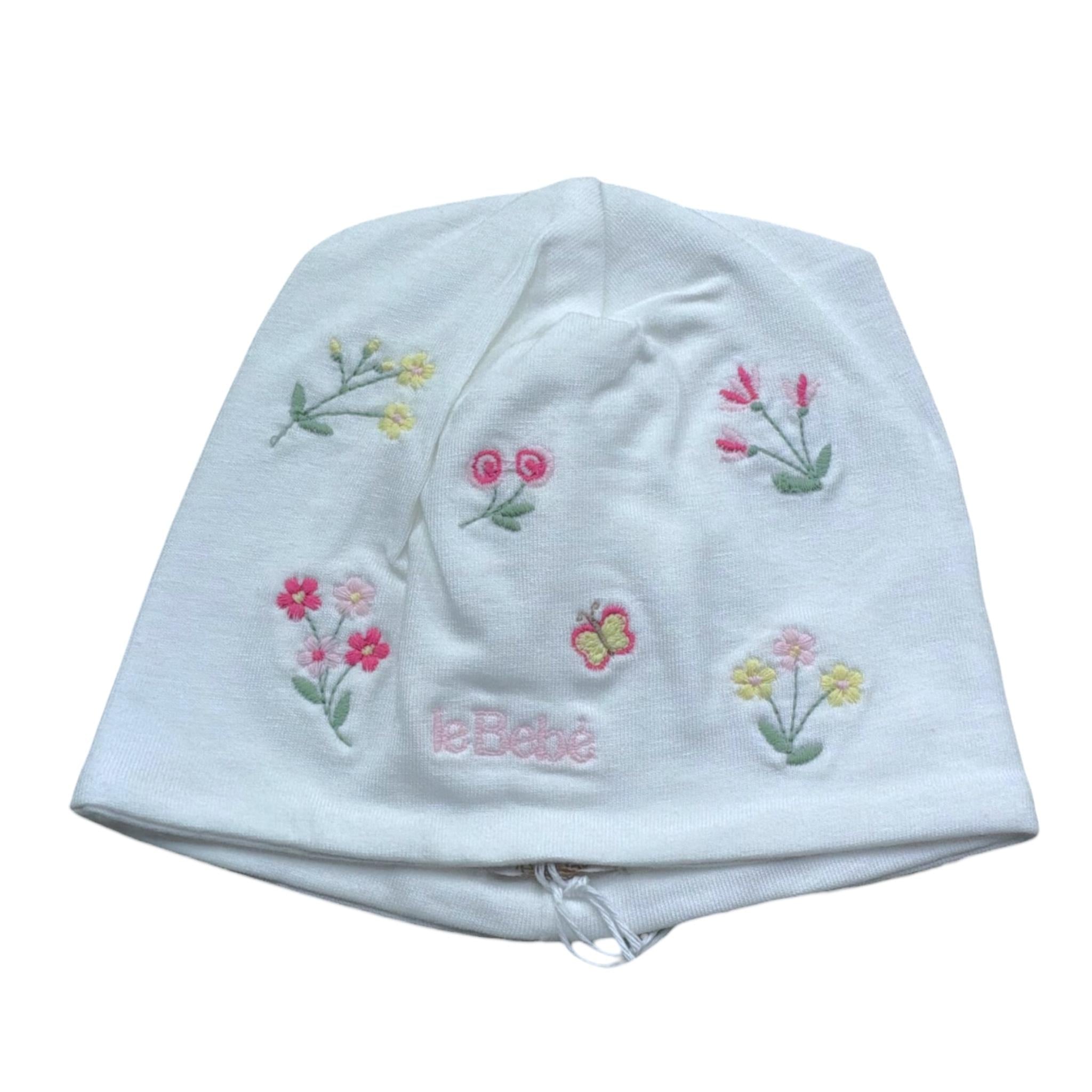 Le Bebe' Cappello Tinta Unita con Stampa per Neonata LBG6235 BIANCO LE BEBE' 