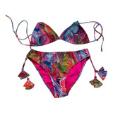 4Giveness Costume 2 Pz Triangolo-Slip Tinta Unita Con Fantasia Fuxia Per Bambina