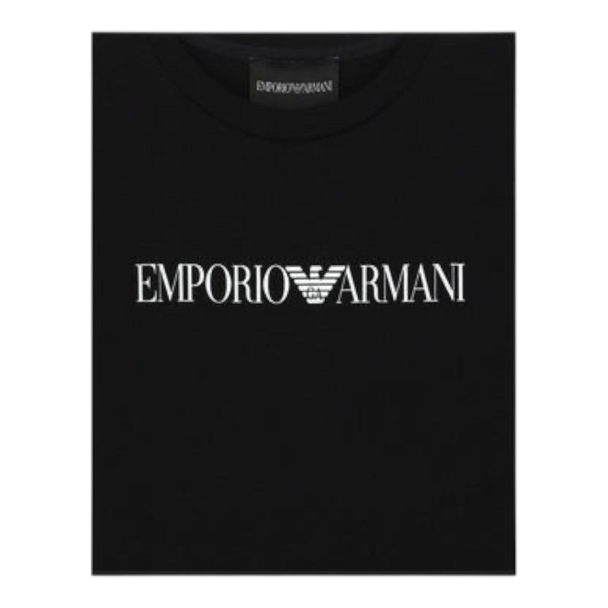 Emporio Armani T-Shirt Girocollo Tinta Unita con Stampa per Bambino 8N4N5 NERO EMPORIO ARMANI 