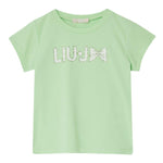 Liu Jo T-Shirt Girocollo Tinta Unita con Brillantini per Bambina KA5081XX VERDE LIU JO 