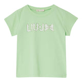 Liu Jo T-Shirt Girocollo Tinta Unita con Brillantini per Bambina KA5081XX VERDE LIU JO 