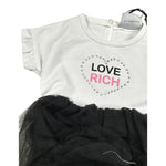 John Richmond Abito Mezza Manica Bicolore con Gonna Tulle E Cinturino Bianco/Nero per Neonata RIP24118CL BIANCO/NERO JOHN RICHMOND 