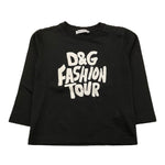 DOLCE & GABBANA shirt girocollo tinta unita con stampa in contrasto Nero per Neonato L2JTAY NERO DOLCE & GABBANA 