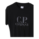 C.P. Company T-Shirt Girocollo Tinta Unita con Stampa Logo Nero per Bambino