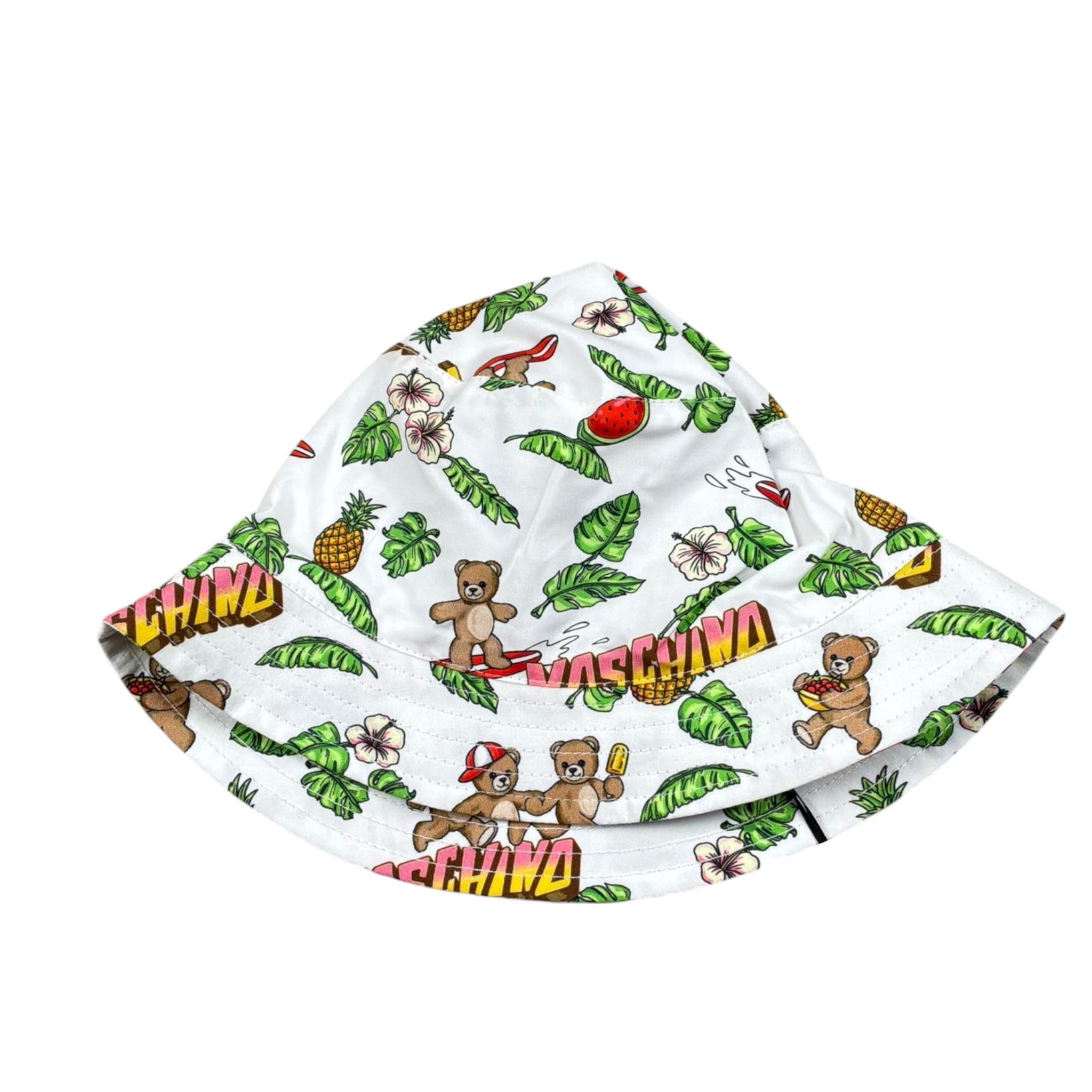Moschino Cappello Modello Pescatore Tinta Unita con Stampa per Neonato MUX05S BIANCO MOSCHINO 
