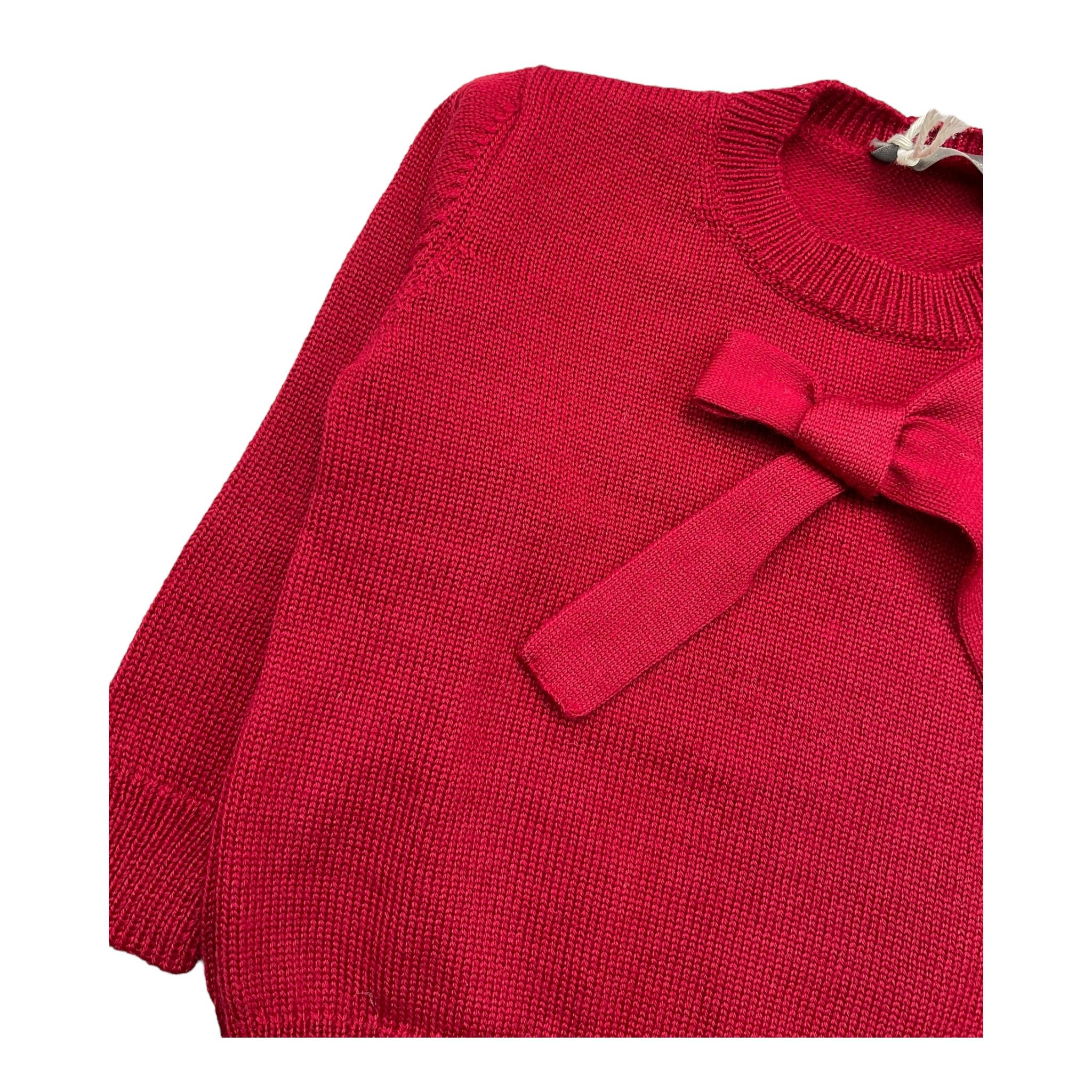 LITTLE BEAR maglia girocollo tinta unita con fiocco Rosso per Neonata 7163 ROSSO LITTLE BEAR 