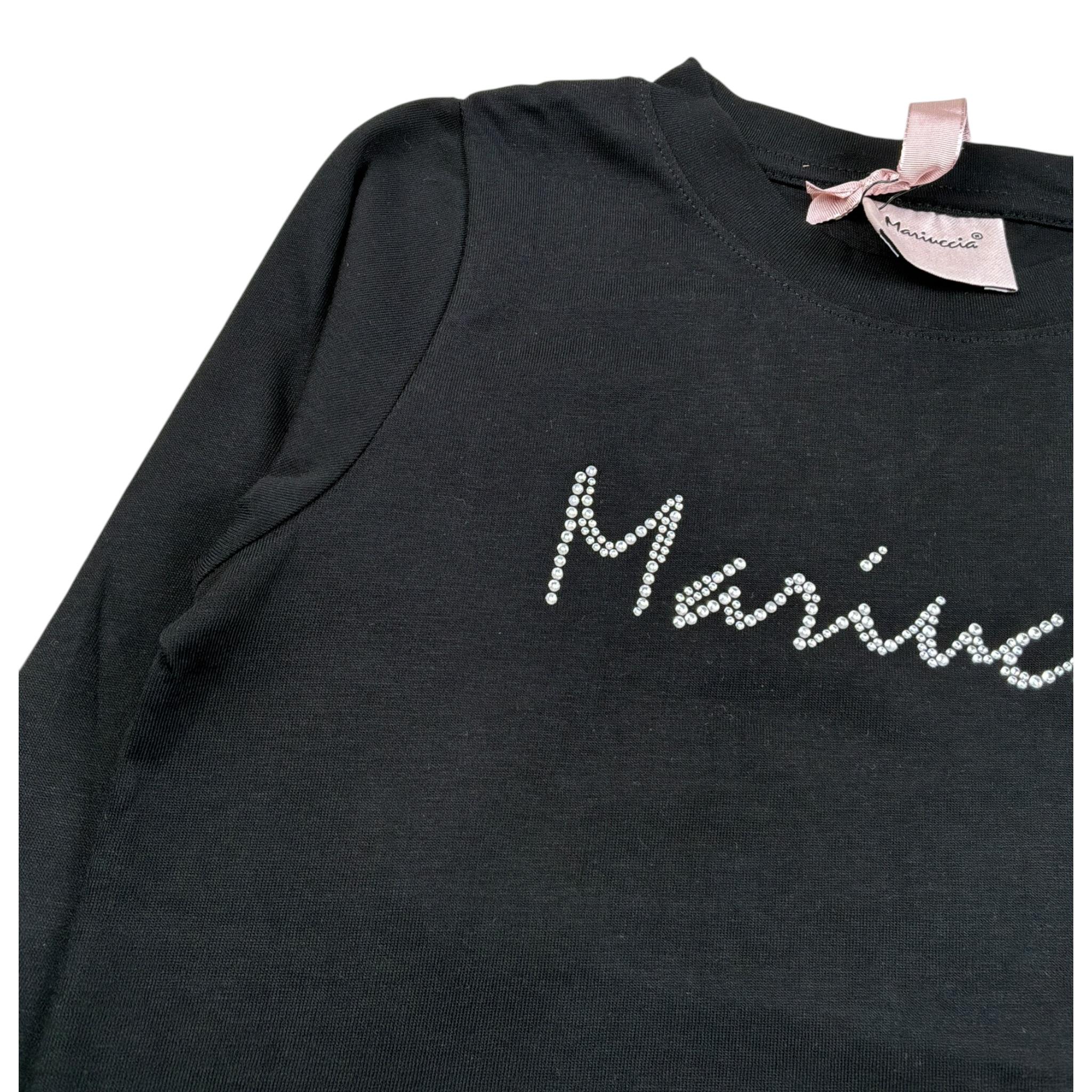 Mariuccia Shirt Girocollo tinta unita con Stampa Brillantinata Nero per Neonata MBFW23T209N NERO MARIUCCIA 