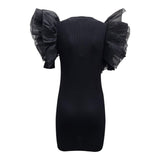 Twinset Abito Mezza Manica Tinta Unita Con Tulle Nero Per Bambina