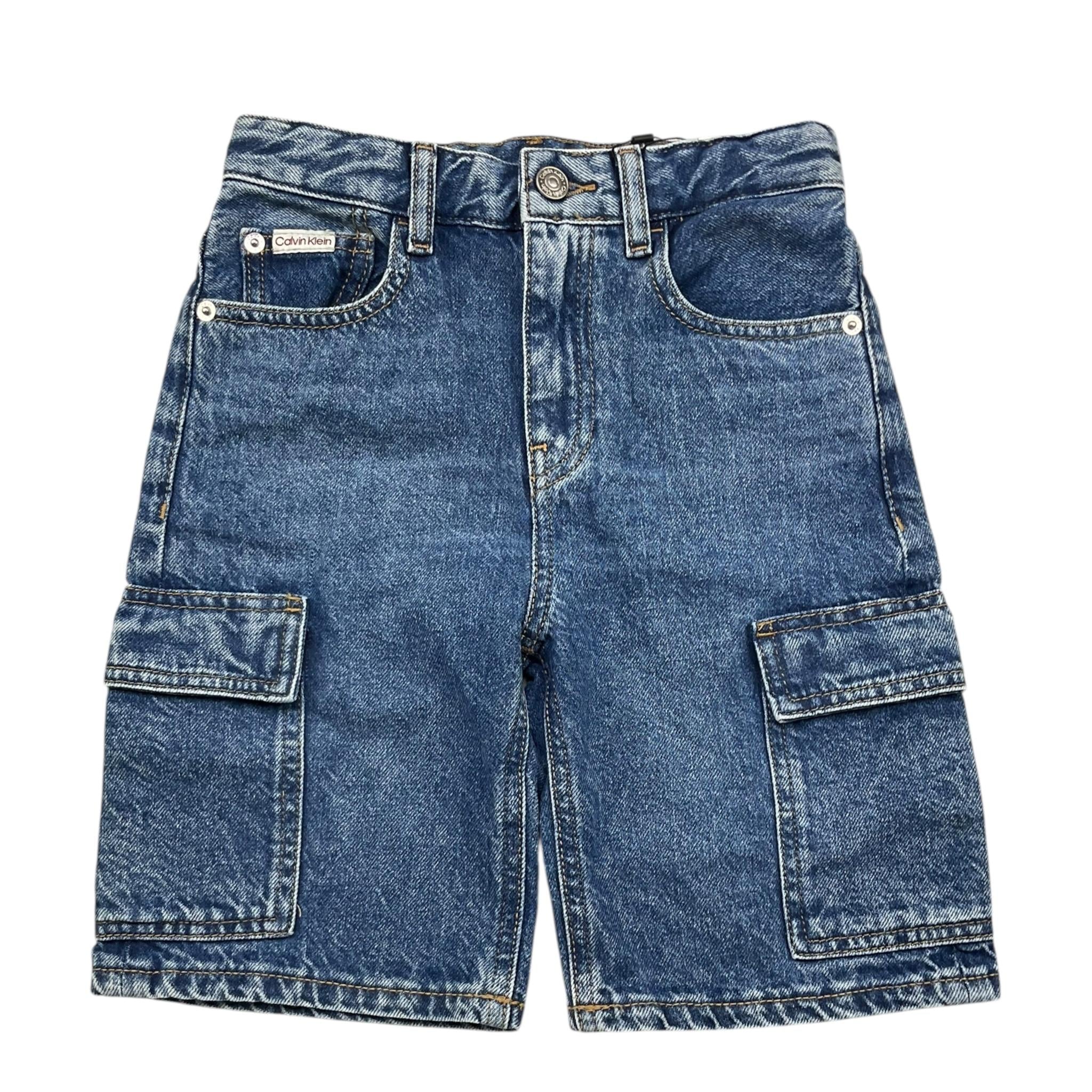 Calvin Klein Bermuda In Denim Tinta Uinita con Tasconi per Bambino IB0IB02430 BLU CALVIN KLEIN 
