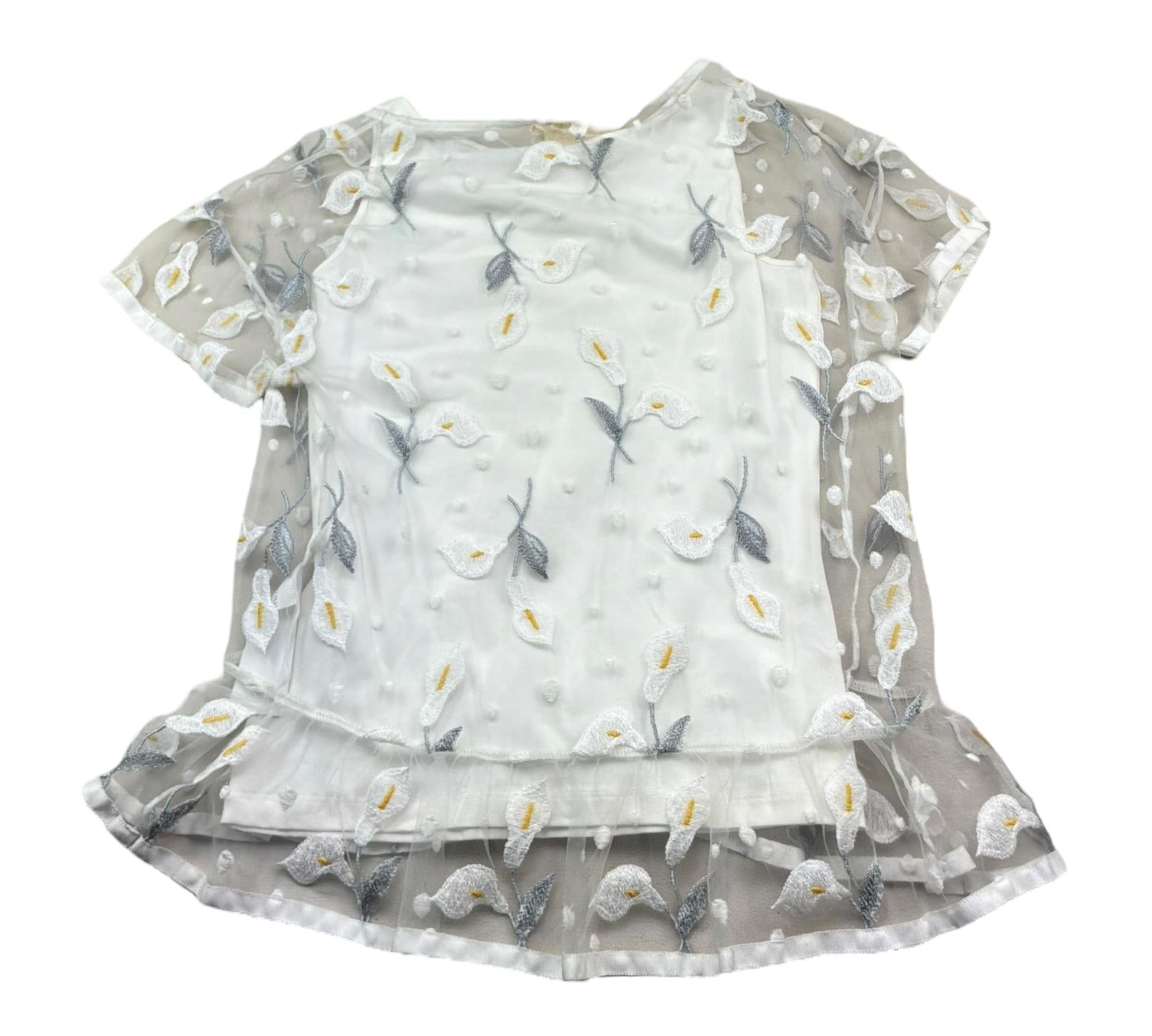 Monnalisa Camicia Velata Tinta Unita con Canotta per Bambina 711611 BIANCO MONNALISA 