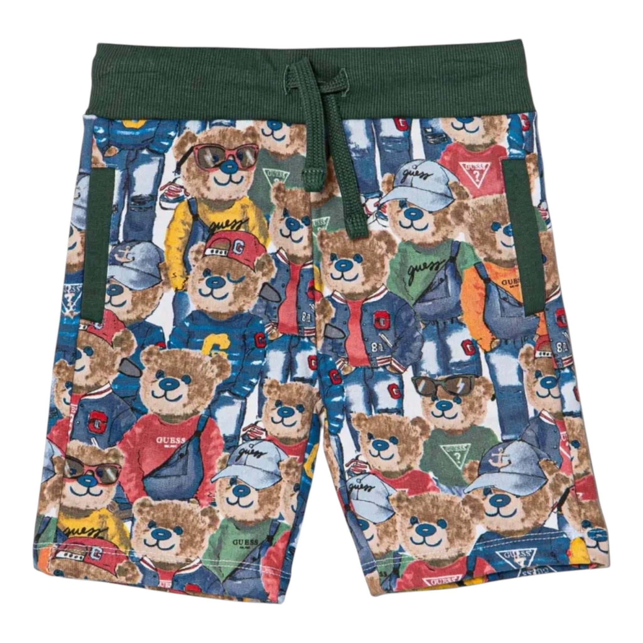 Guess Bermuda Tinta Unita con Fantasia Orsi per Bambino N5RD02KA6R4J BIANCO GUESS 