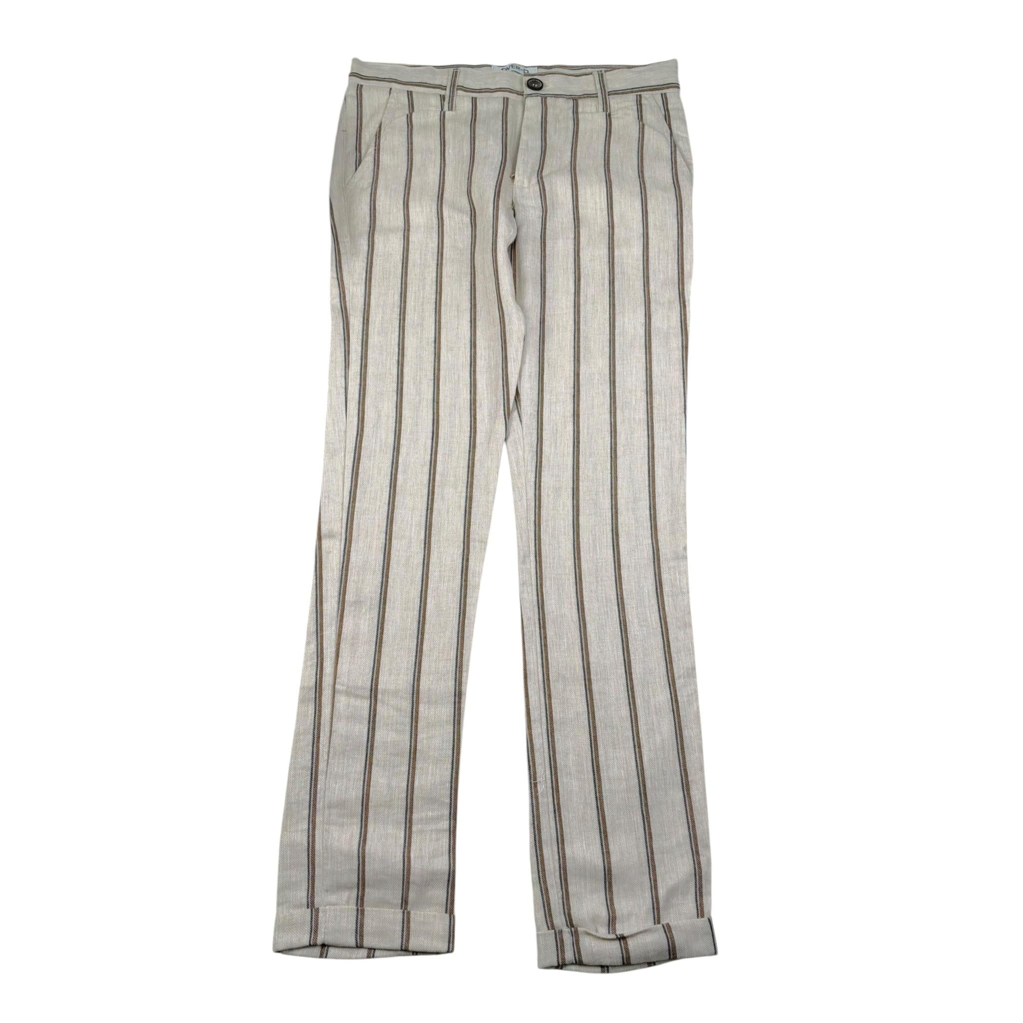 Over-D Pantalone Tinta Unita con Fantasia A Righe per Bambino OK763AB BEIGE OVER-D 