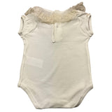 Calamaro Body Mezza Manica Tinta Unita Con Colletto In Tulle Panna Per Neonata