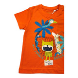 Losan T-Shirt Girocollo Tinta Unita con Stampe In Contrasto Arancione per Neonato