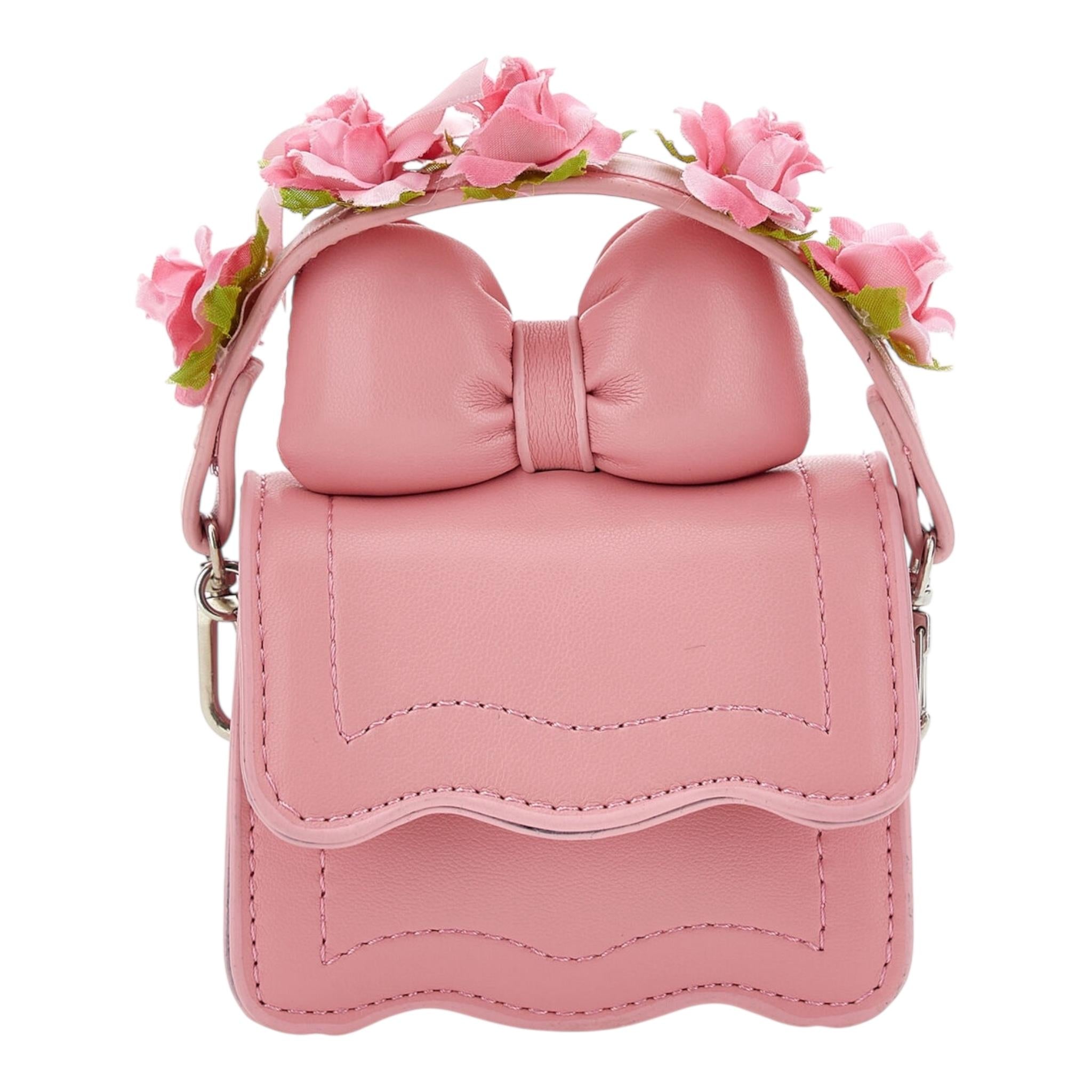 Monnalisa Mini Borsa Tinta Unita con Applicazioni per Bambina 39E003 ROSA MONNALISA 