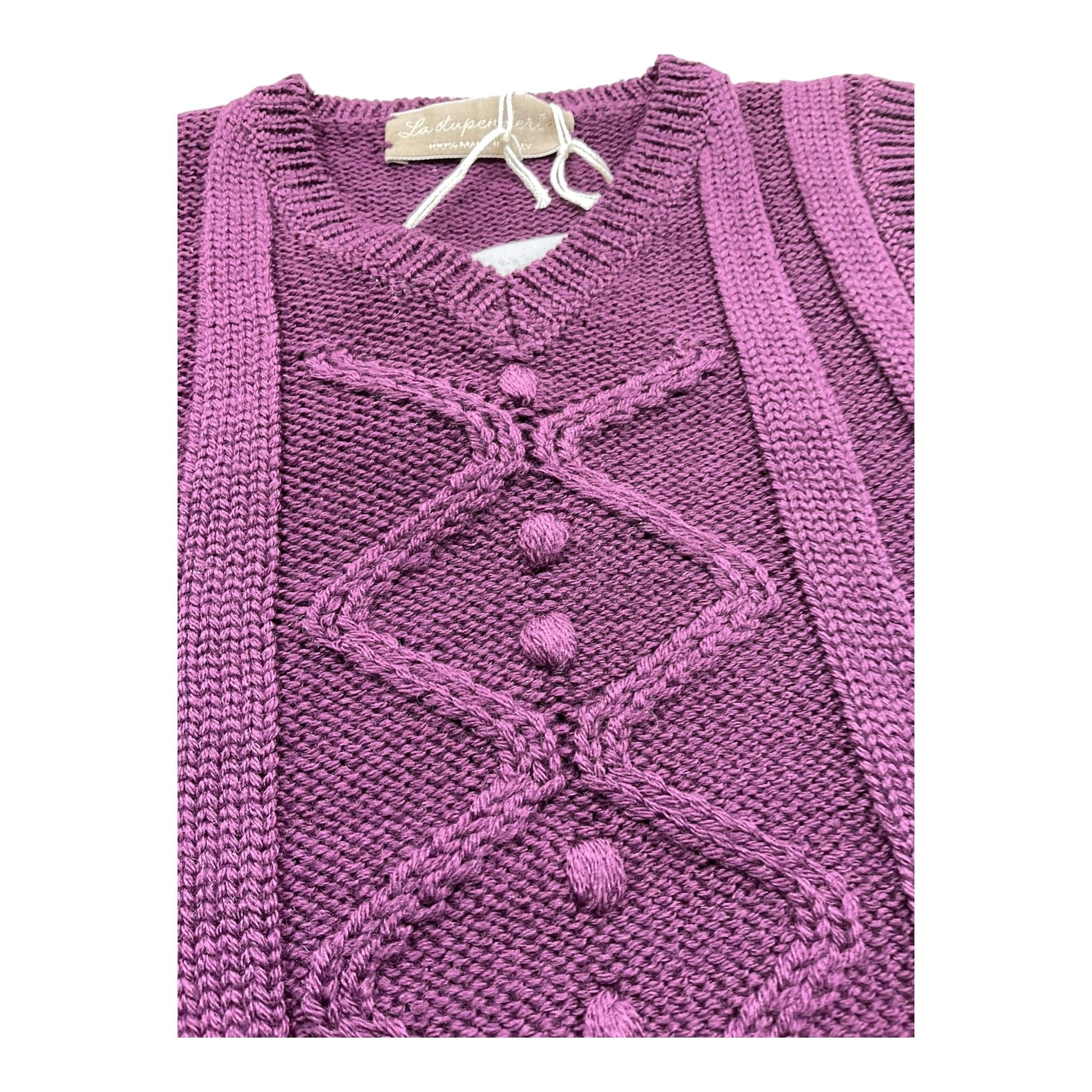 LA STUPENDERIA gilet tinta unita in maglia Viola per Bambina WJGL42XJ VIOLA LA STUPENDERIA 