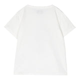 Woolrich T-Shirt Girocollo Tinta Unita Con Stampa In Contrasto Panna Per Bambino