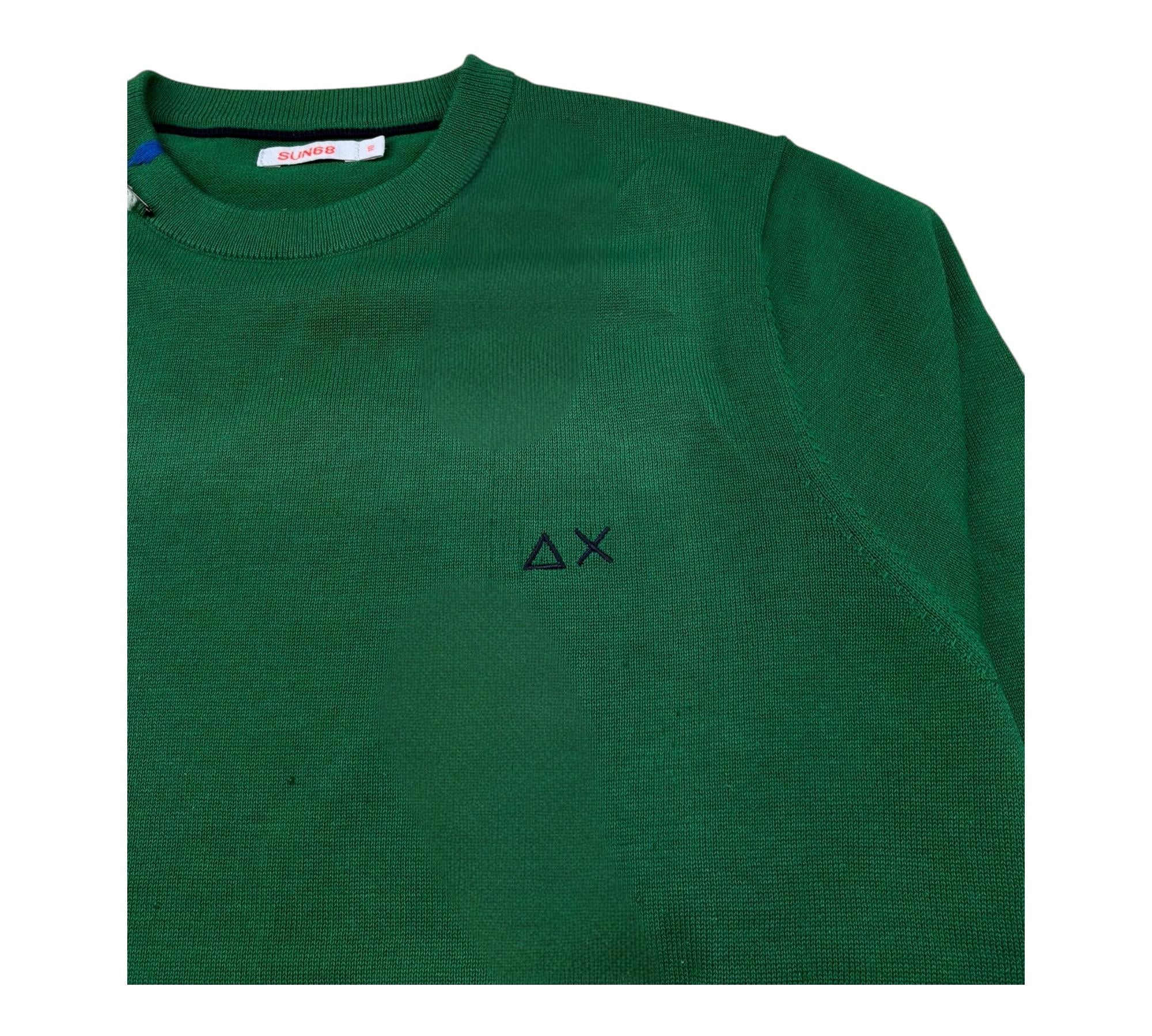 Sun68 Maglia Girocollo Tinta Unita con Logo per Bambino K33301 VERDE SUN68 