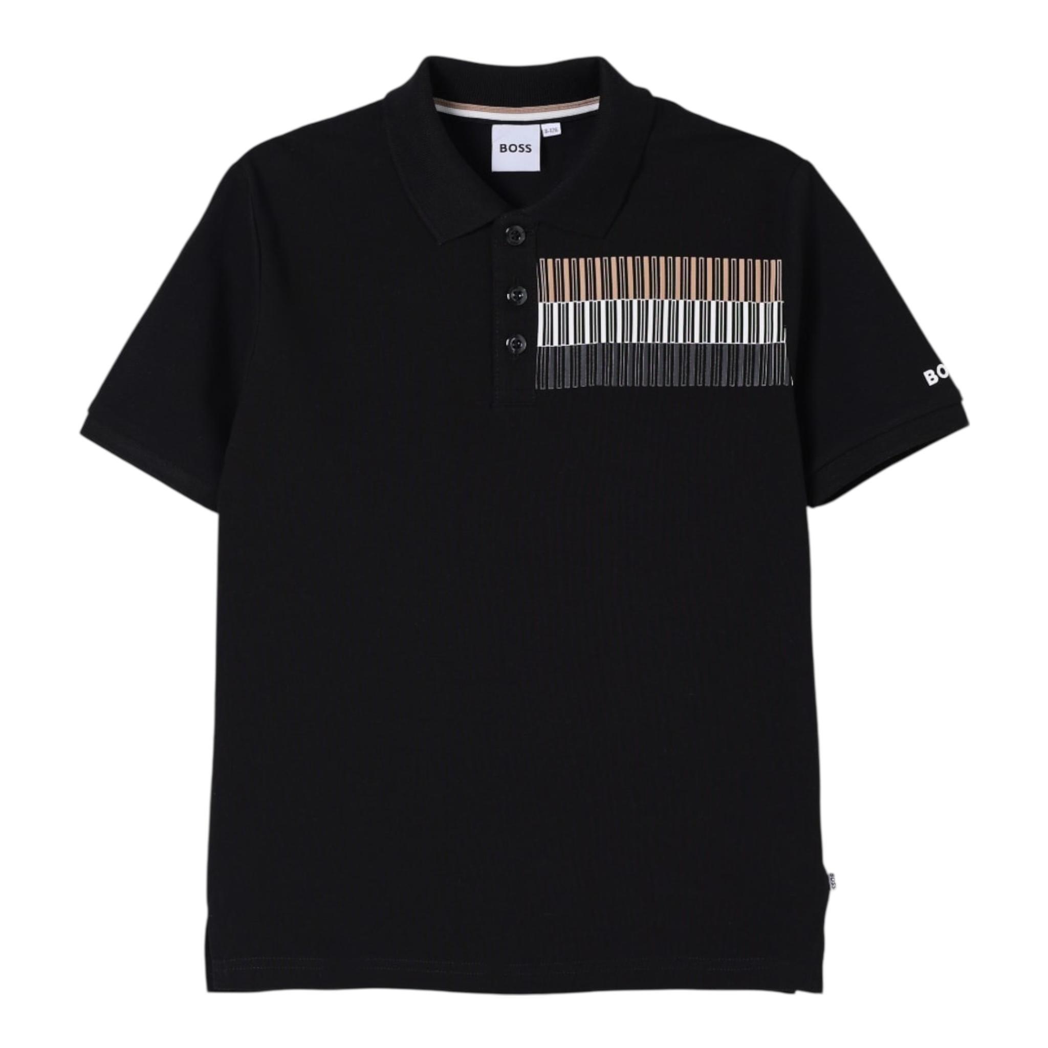 Boss Polo Mezza Manica Tinta Unita con Stampe per Bambino J52013X NERO BOSS 