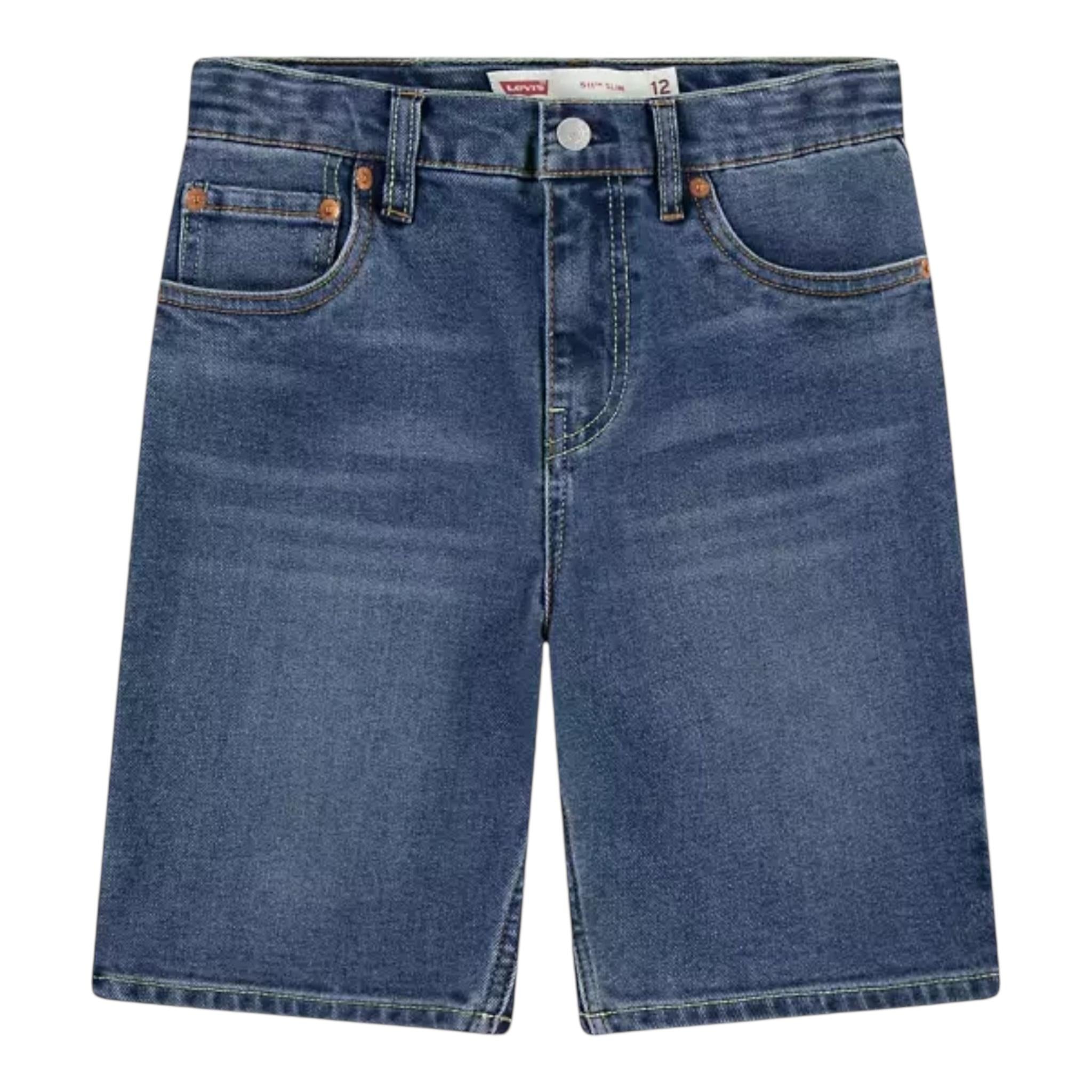 Levi'S Bermuda In Denim Tinta Unita con Girovita Regolabile per Bambino 9EM374 BLU LEVI'S 