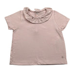 Petit Bateau T-Shit tinta unita con Colletto Rosa per Neonata TBSPE ROSA PETIT BATEAU 