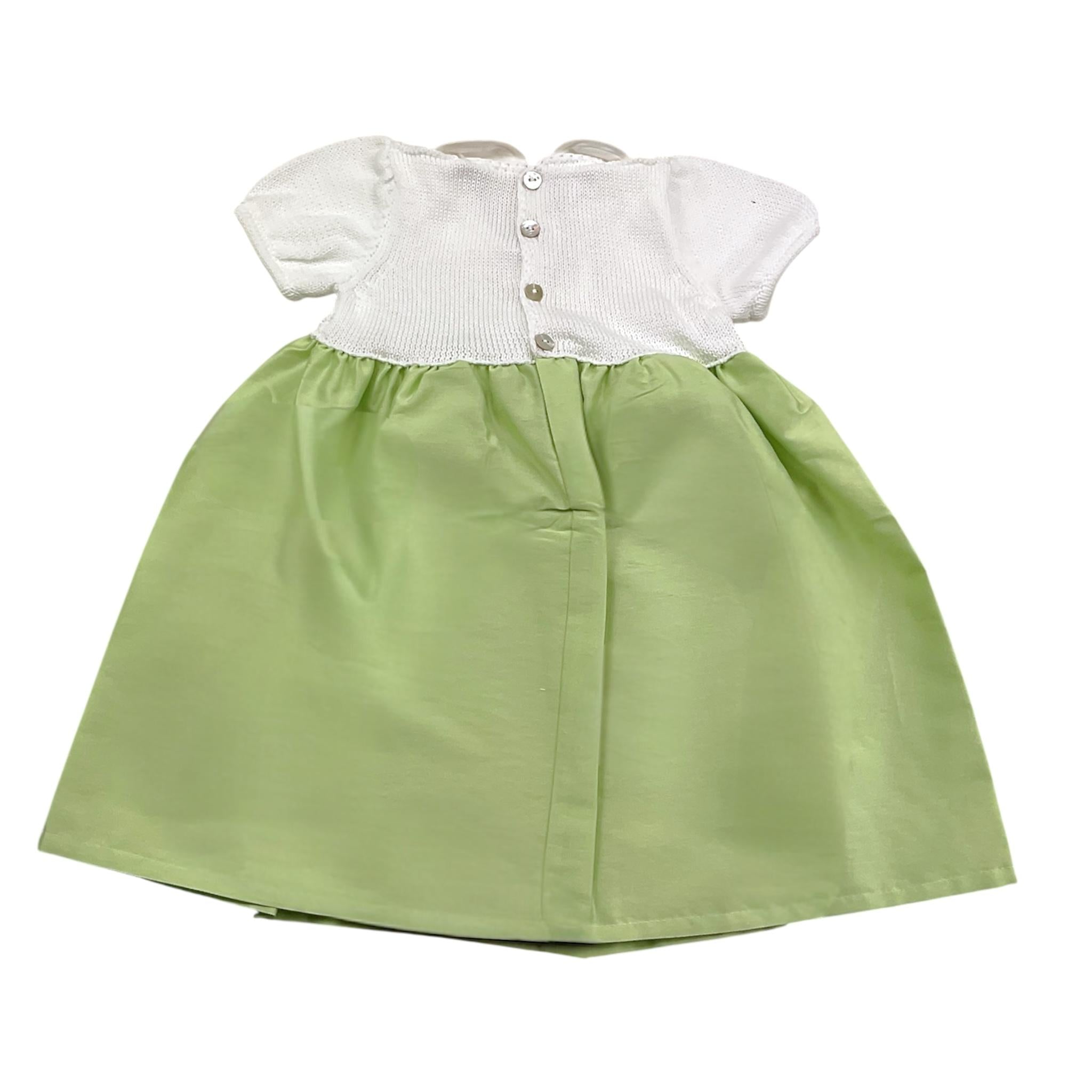 Gughelino Abito Bicolore Mezza Manica con Ricami per Neonata 3045 BIANCO/VERDE GUGHELINO 