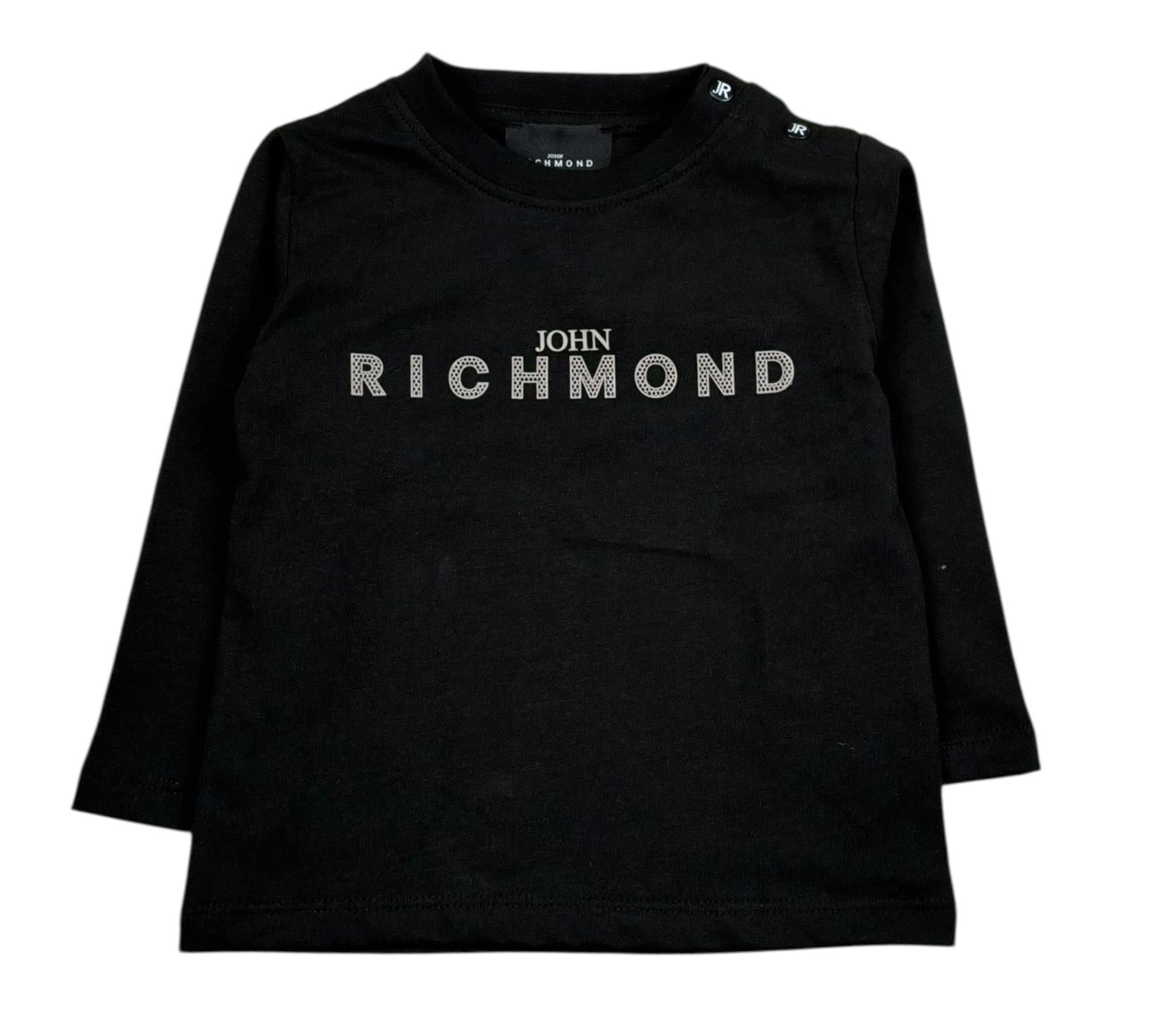 John Richmond Shirt Girocollo Tinta Unita con Logo per Neonato RIP26009TS NERO JOHN RICHMOND 