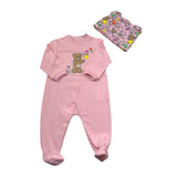 Moschino Set Tutina Tinta Unita con Stampa E Cappello per Neonata MUY092 ROSA MOSCHINO 