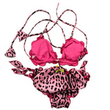 4Giveness Costume 2 Pezzi Triangolo-Mutandina Fantasia Maculata Rosa per Bambina