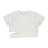 Manila Grace T-Shirt Girocollo Tinta Unita con Stampa per Bambina 148TMJS25 BIANCO MANILA GRACE 