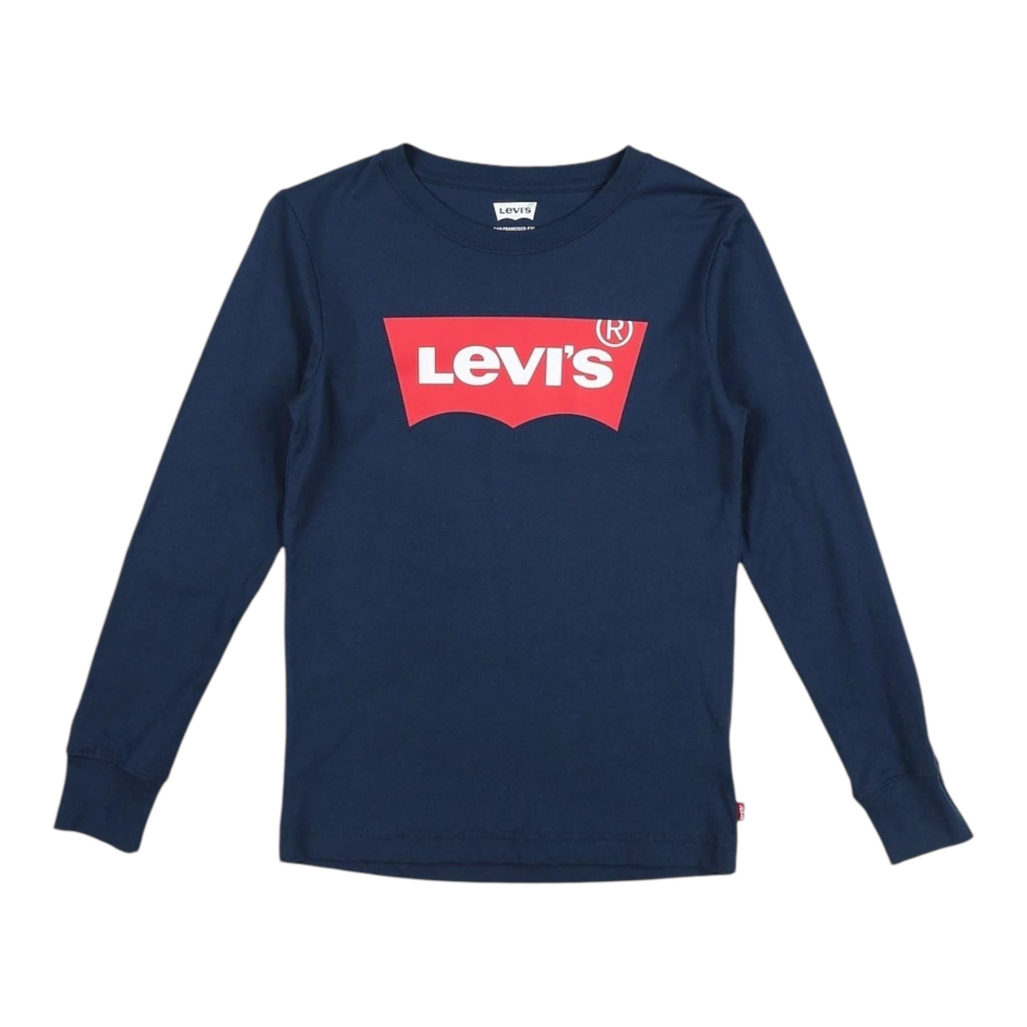 LEVI'S shirt girocollo tinta unita con logo Blu per Bambino 6E8646XX BLU LEVI'S 