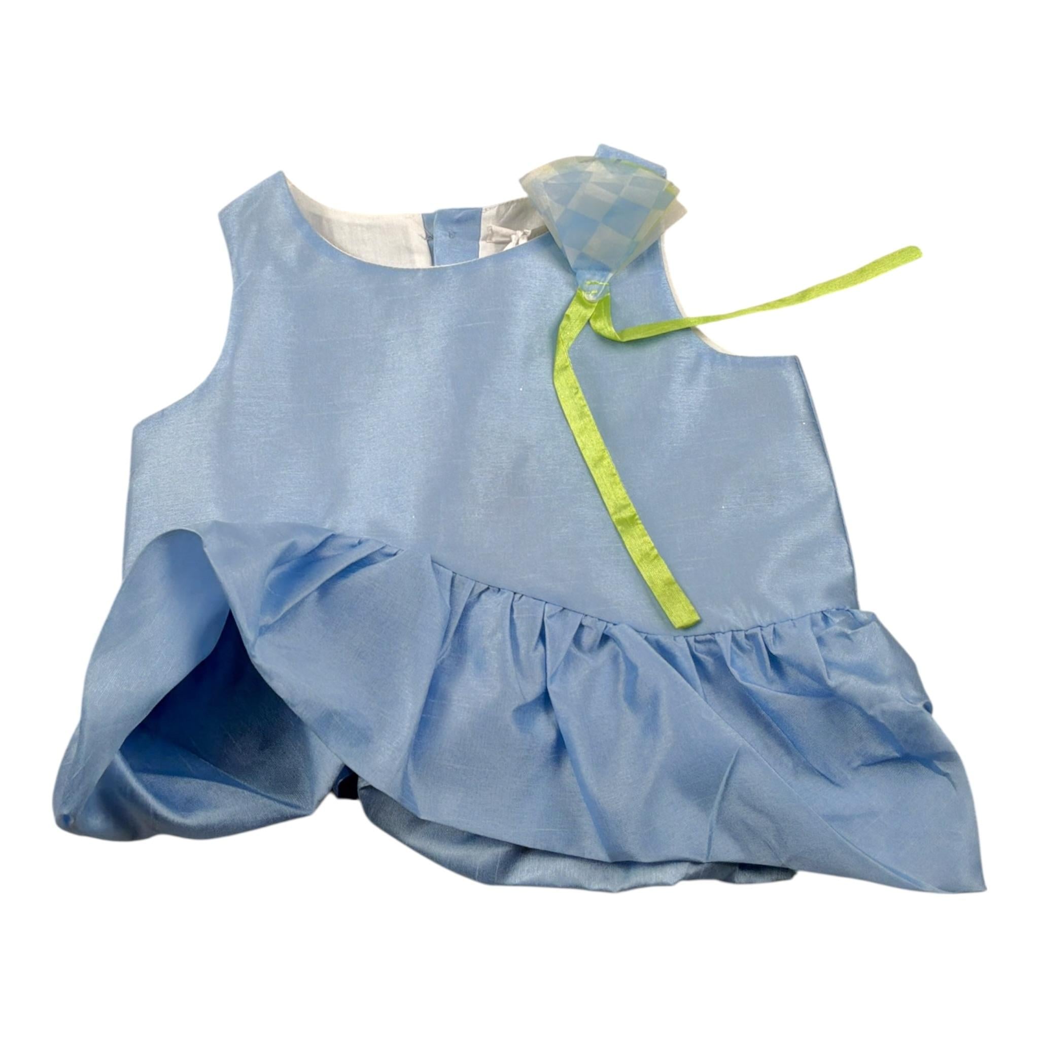 Miss Grant Top tinta unita con Rouches Azzurro per Bambina MG0724 AZZURRO MISS GRANT 