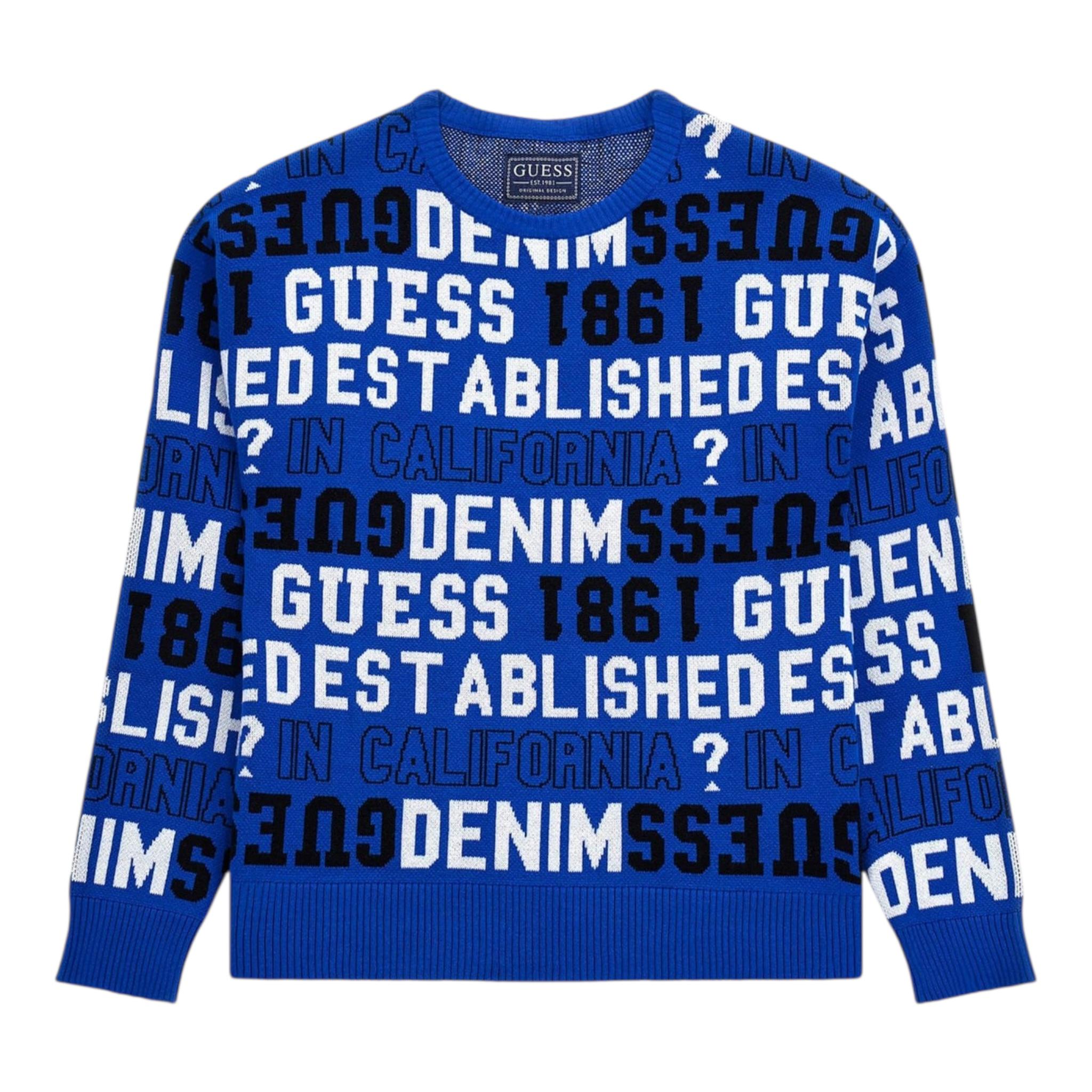 GUESS maglia girocollo tinta unita con stampa Blu per Bambino N4YR00Z3GV0J BLU GUESS 