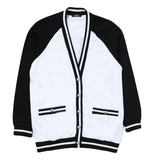 Balmain Felpa Con Bottoni Bicolore Bianco/Nero Per Bambino