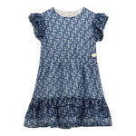Guess Abito Tinta Unita Logato per Bambina K5RK13WA2T0 BLU GUESS 