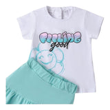 Sarabanda Completo 2 Pezzi T-Shirt-Short  per Bambina 0B253 BIANCO/AZZURRO SARABANDA 