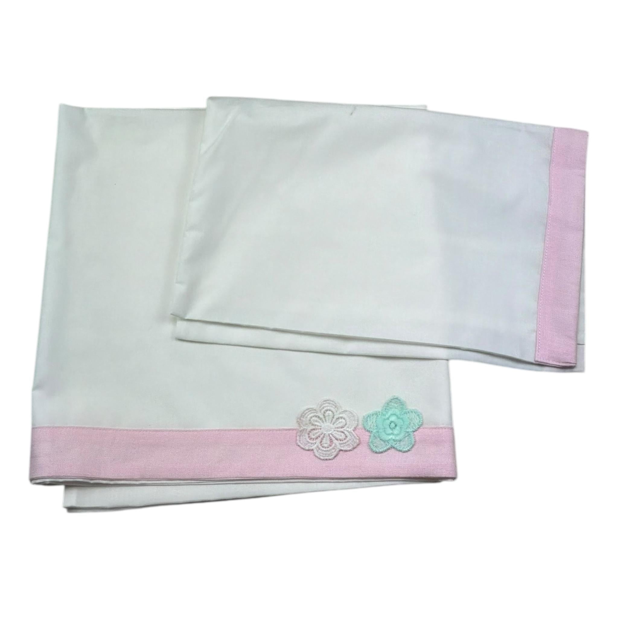 I Delfi Set Lenzuole Tinta Unita con Ricami per Neonata 25P5142 BIANCO I DELFI 