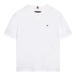 Tommy Hilfiger T-Shirt Girocollo Tinta Unita con Logo per Bambino KB0KB09601 BIANCO TOMMY HILFIGER 