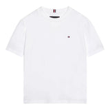 Tommy Hilfiger T-Shirt Girocollo Tinta Unita con Logo per Bambino KB0KB09601 BIANCO TOMMY HILFIGER 