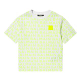 Balmain T-Shirt Girocollo Tinta Unita Fantasia Logata Bianco Per Bambino
