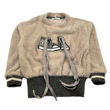 LU LU BY MISS GRANT felpa tinta unita con stampa Beige per Bambina LL3344X BEIGE LU LU BY MISS GRANT 