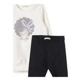 LIU JO completo 2pz felpa-leggins bicolore Panna/nero per Neonata KF4024 PANNA/NERO LIU JO 