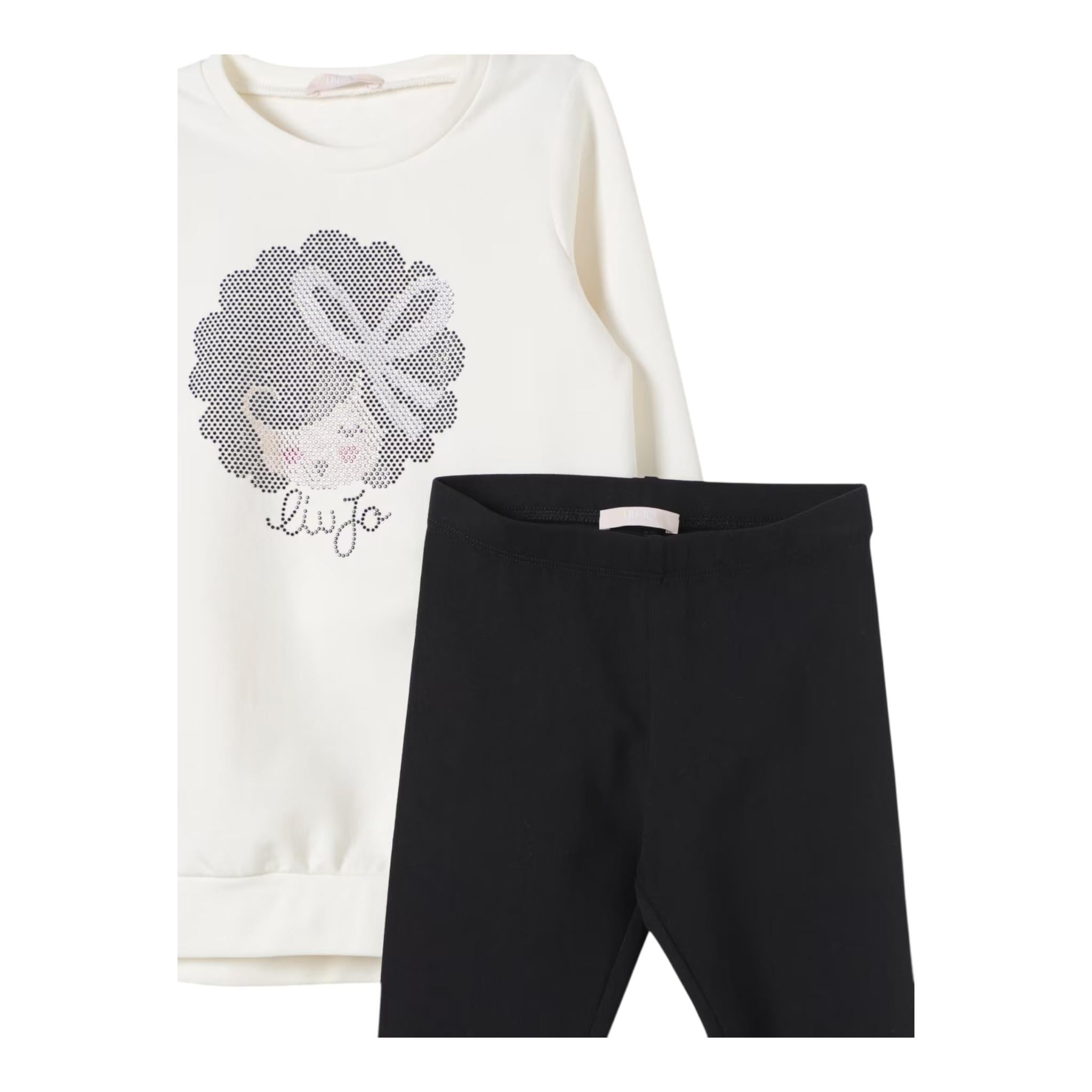 LIU JO completo 2pz felpa-leggins bicolore Panna/nero per Neonata KF4024 PANNA/NERO LIU JO 