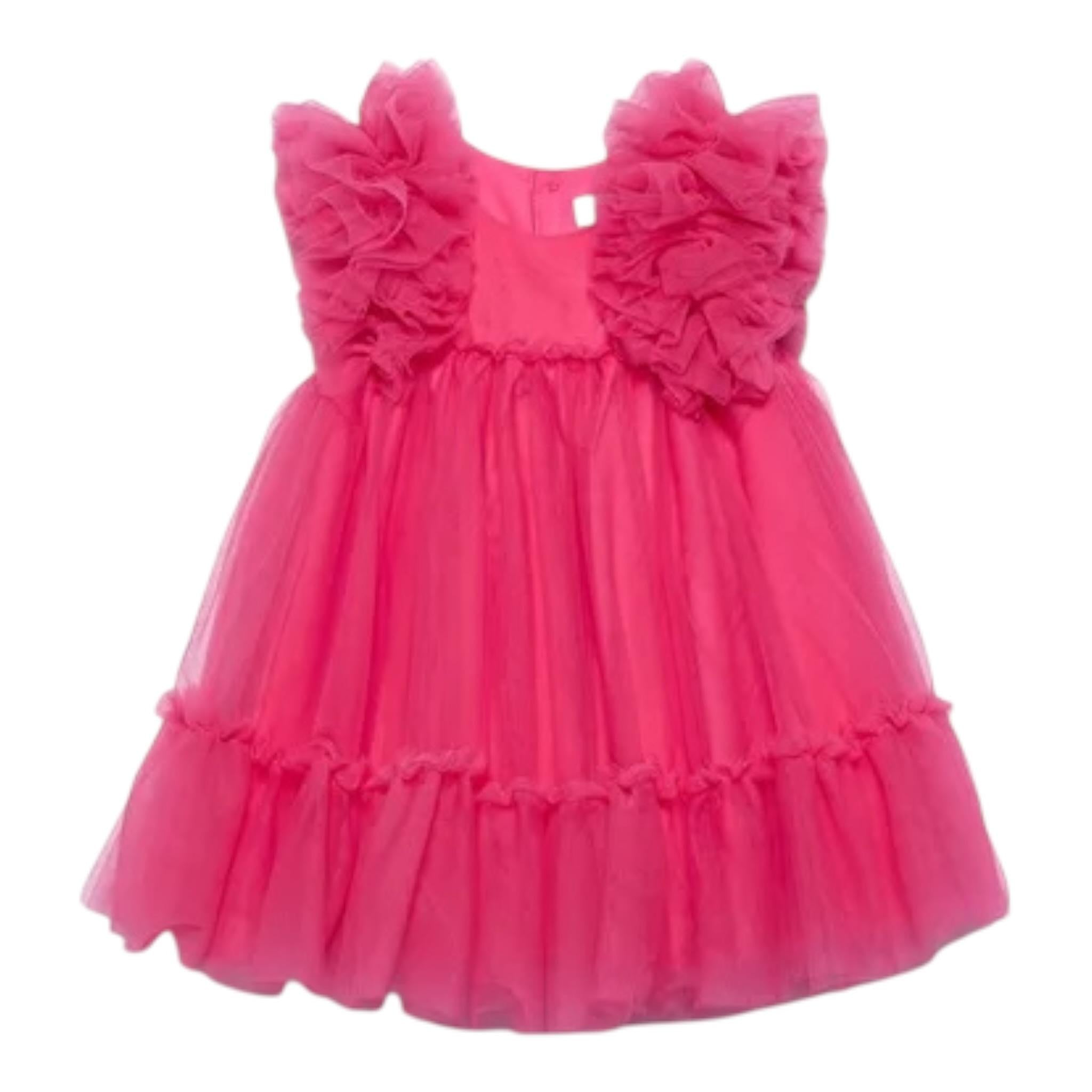 Abel & Lula Abito Tinta Unita con Rouches per Bambina 50299 ROSA FLUO ABEL & LULA 